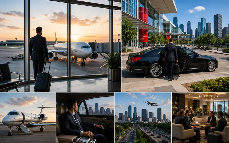 Airport access and executive travel planning for George R. Brown Convention Center featuring luxury airport transportation, business travel logistics, executive chauffeur service, and Houston convention travel coordination.